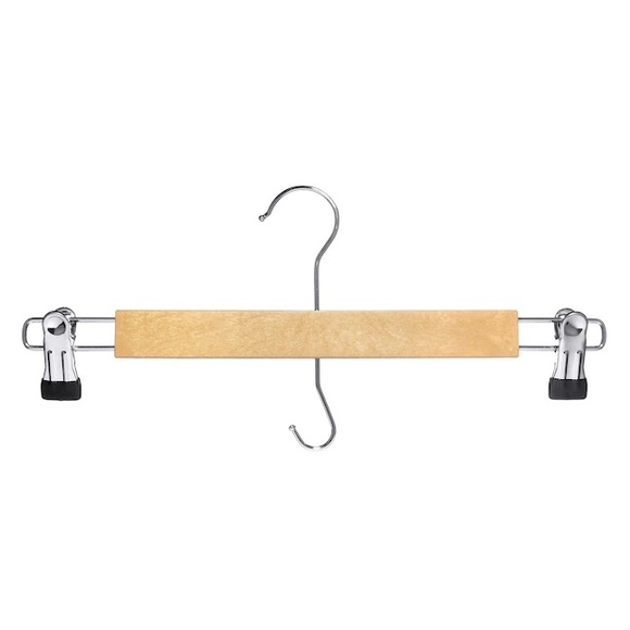 IKEA Tan Wood Pants Hanger w Metal Clips Clamps & Hook - Picture 1 of 10